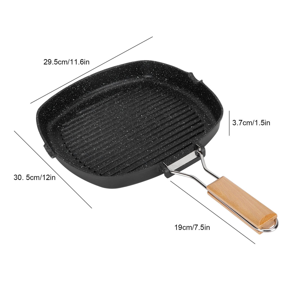 NonStick Practical Frying Pan Steak Skillet BBQ with Foldable Handle Kitchen Supplies(28cm )