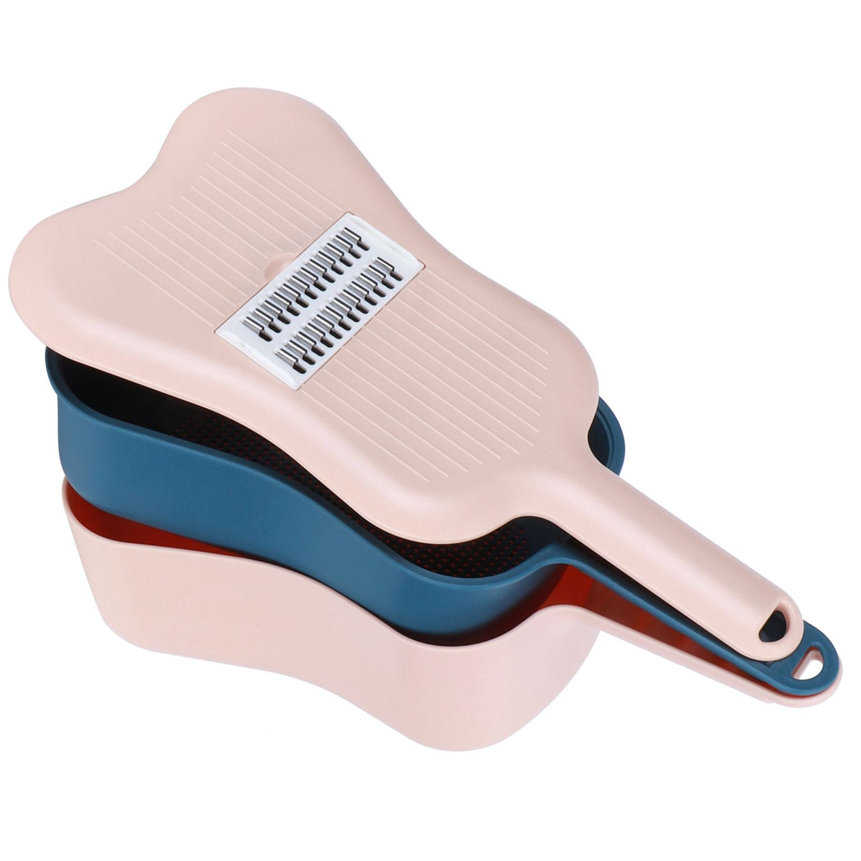 11Pcs/Set Vegetable Cutter Drain Basket Food Shredder Grater Kitchen Cutting UtensilsDusty Pink