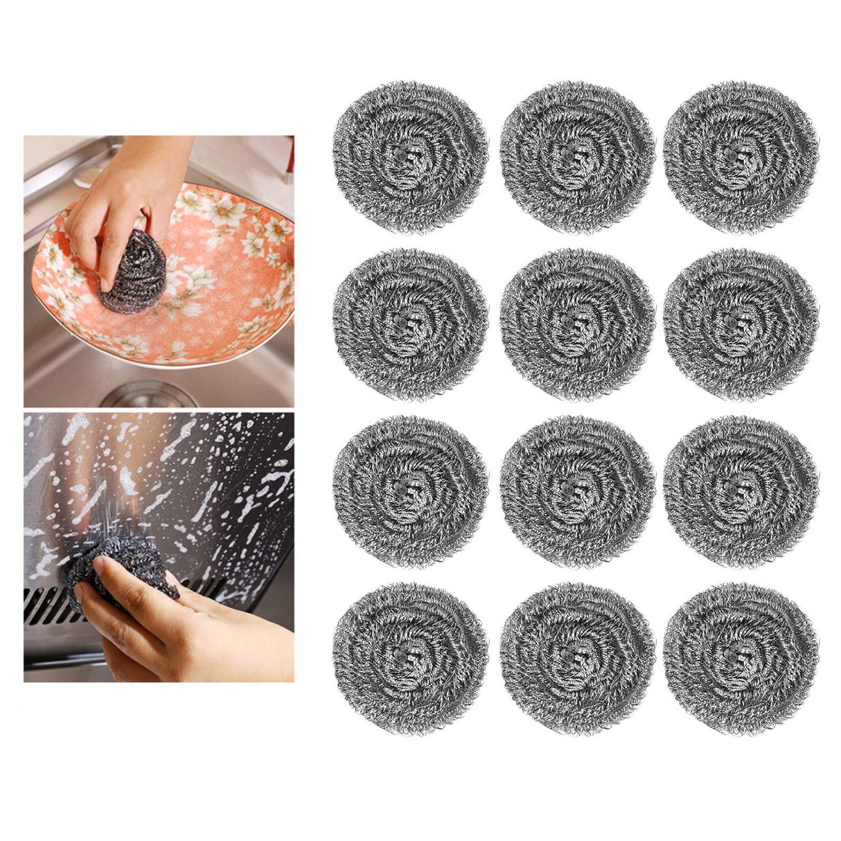 20Pcs Stainless Steel Scrubber Steel Wire Ball Dish Bowl Pot Scouring Brush Kitchen Cleaning Tool