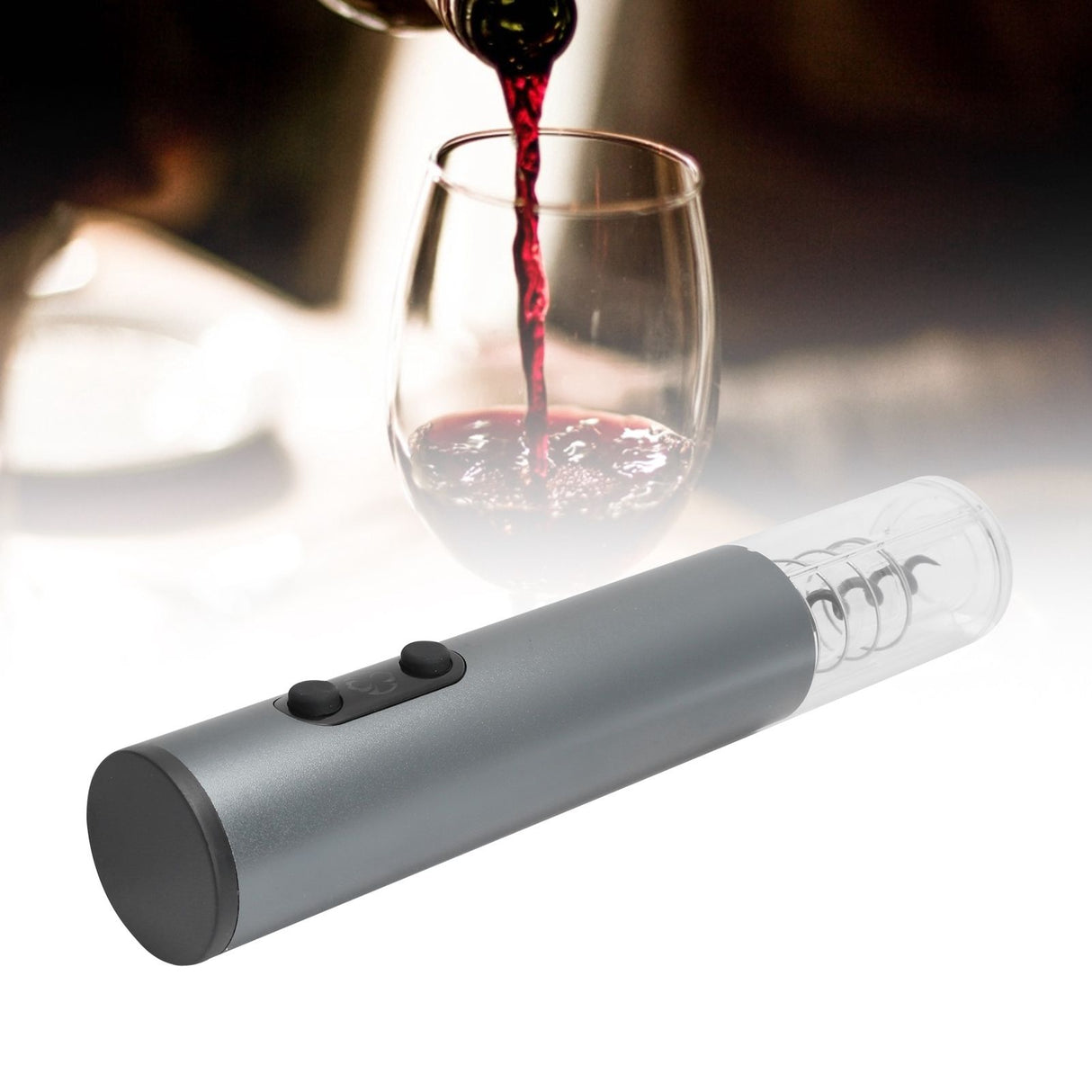 Electric Wine Bottle Opener Automatic Corkscrew W/Foil Cutter Pourer Vacuum StopperSilver Gray