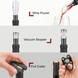 Electric Wine Bottle Opener Automatic Corkscrew W/Foil Cutter Pourer Vacuum StopperSilver Gray