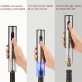 Electric Wine Bottle Opener Automatic Corkscrew W/Foil Cutter Pourer Vacuum StopperSilver Gray - Extra Image
