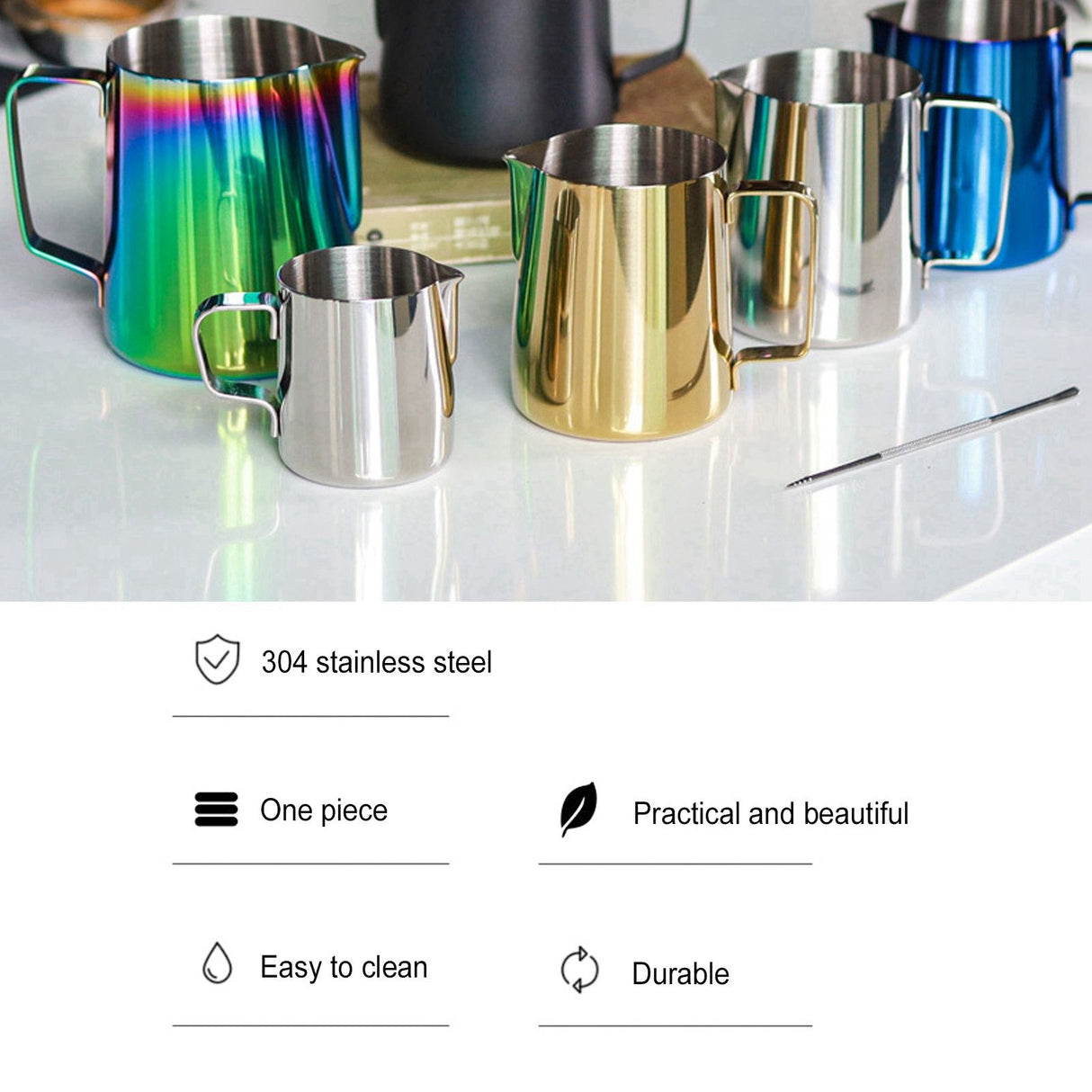 Coffee Art Pitcher Latte Milk Frothing Cup Pitcher Coffee Making Tool Supplies without Scale350ml Blue