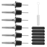 Stainless Steel Pourer Silicone Classic Bottle Pour Liquor Dust Cap Brush Wine Opener - Front View