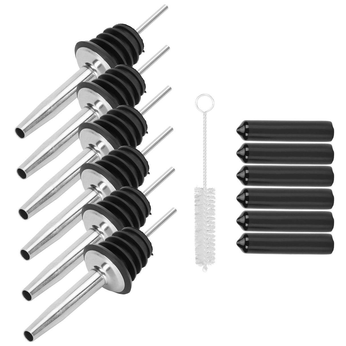 Stainless Steel Pourer Silicone Classic Bottle Pour Liquor Dust Cap Brush Wine Opener