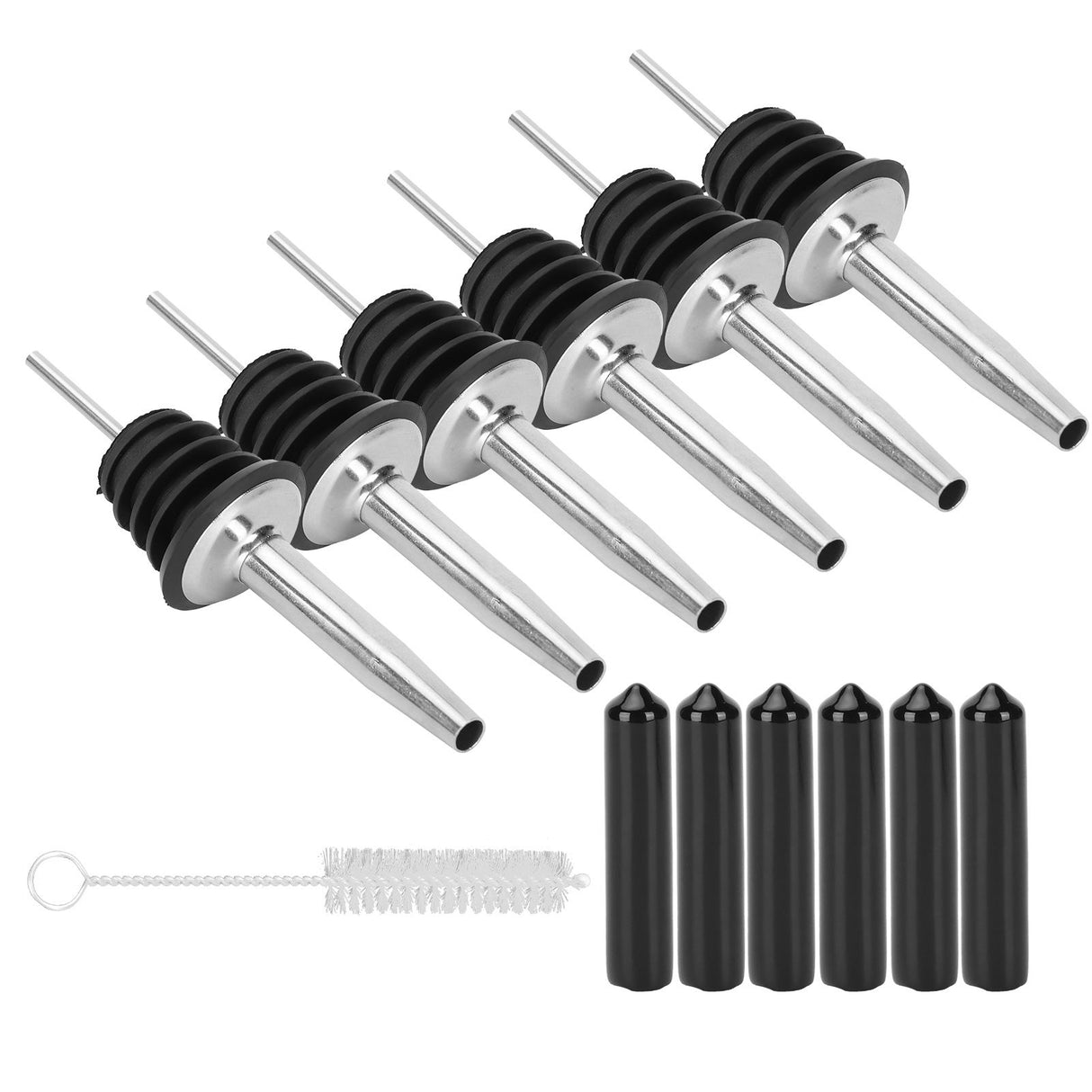 Stainless Steel Pourer Silicone Classic Bottle Pour Liquor Dust Cap Brush Wine Opener