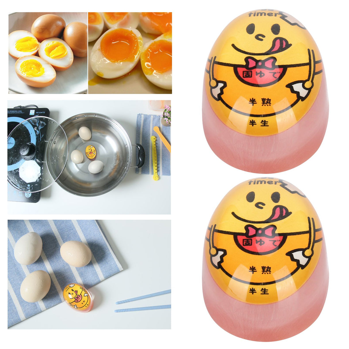 2Pcs Eggtimer Color Changing Resin Kitchen Timer for SoftBoiled Boiled Egg Cook Supplies