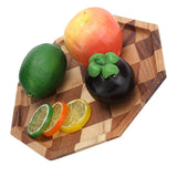 Grid Pattern Wood Plate Fruit Dishes Holder Tea Tray Dessert Dinner Bread Serving Tray24x24cm - 45-Degree Angle