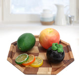 Grid Pattern Wood Plate Fruit Dishes Holder Tea Tray Dessert Dinner Bread Serving Tray24x24cm