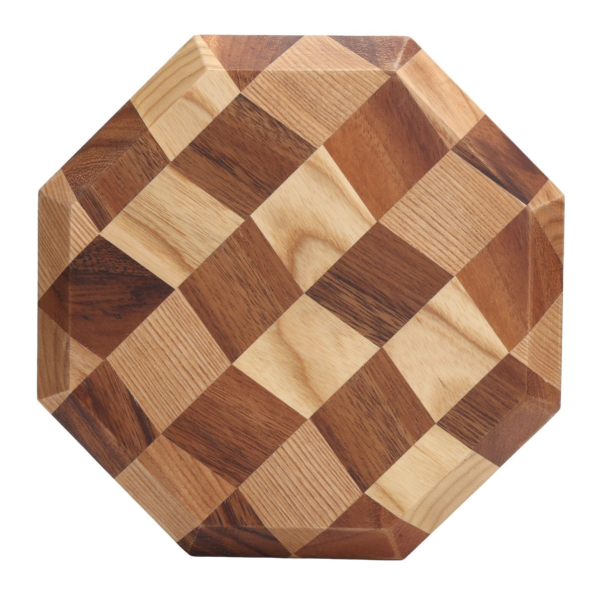 Grid Pattern Wood Plate Fruit Dishes Holder Tea Tray Dessert Dinner Bread Serving Tray24x24cm