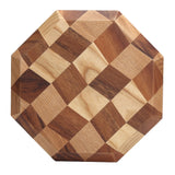 Grid Pattern Wood Plate Fruit Dishes Holder Tea Tray Dessert Dinner Bread Serving Tray24x24cm