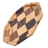 Grid Pattern Wood Plate Fruit Dishes Holder Tea Tray Dessert Dinner Bread Serving Tray20x20cm - Side View