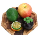 Grid Pattern Wood Plate Fruit Dishes Holder Tea Tray Dessert Dinner Bread Serving Tray20x20cm - Rear View