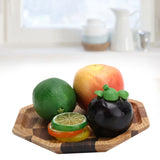 Grid Pattern Wood Plate Fruit Dishes Holder Tea Tray Dessert Dinner Bread Serving Tray20x20cm - Extra Image