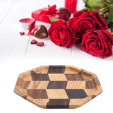 Grid Pattern Wood Plate Fruit Dishes Holder Tea Tray Dessert Dinner Bread Serving Tray20x20cm