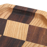 Grid Pattern Wood Plate Fruit Dishes Holder Tea Tray Dessert Dinner Bread Serving Tray20x20cm - Extra Image