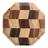 Grid Pattern Wood Plate Fruit Dishes Holder Tea Tray Dessert Dinner Bread Serving Tray20x20cm - Extra Image