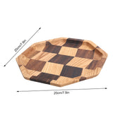 Grid Pattern Wood Plate Fruit Dishes Holder Tea Tray Dessert Dinner Bread Serving Tray20x20cm - Extra Image