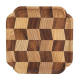 Wooden Pan Tea Tray Dish Bowl Fruit Salad Bread Serving Plate Kitchen Tableware25x25cm