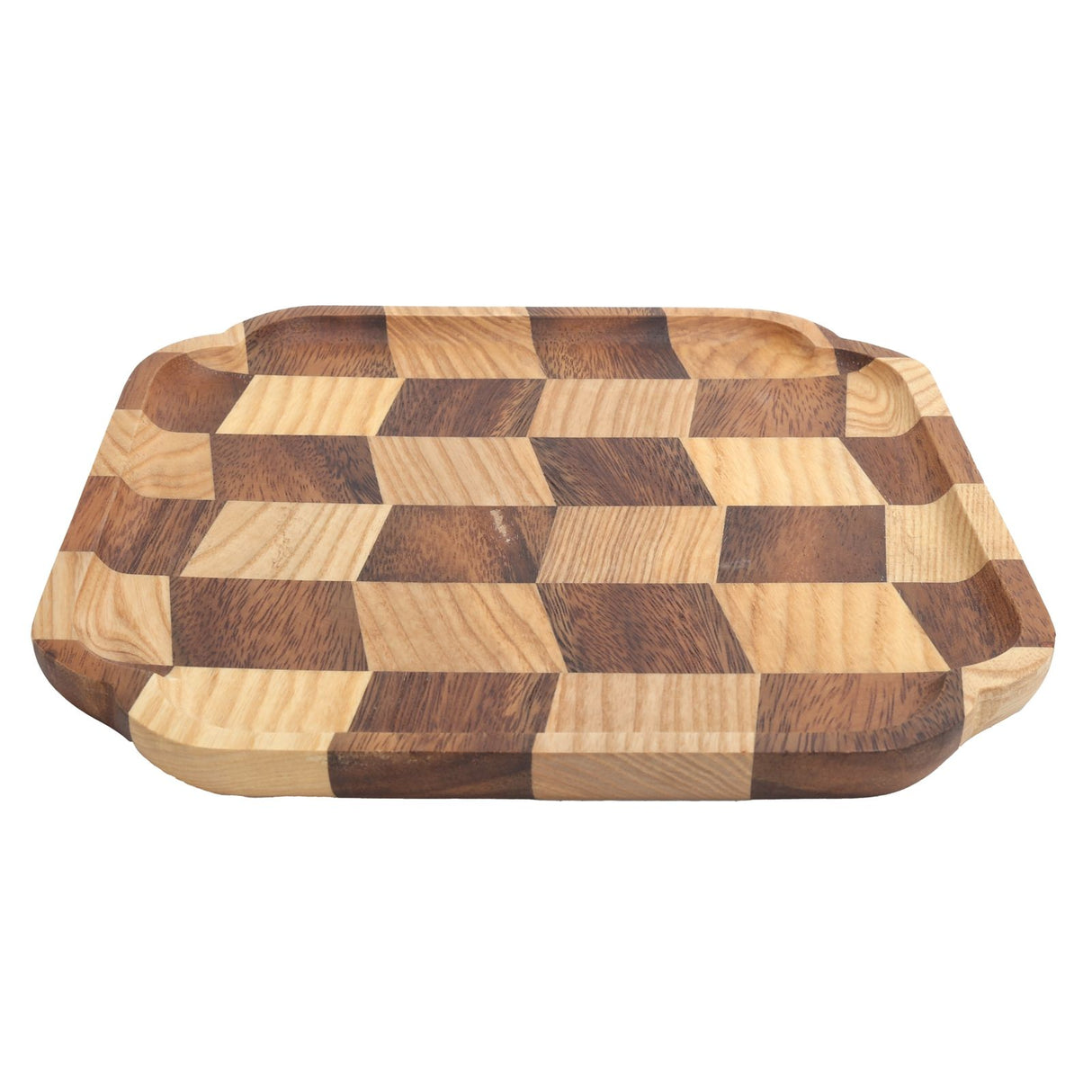 Wooden Pan Tea Tray Dish Bowl Fruit Salad Bread Serving Plate Kitchen Tableware25x25cm