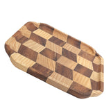 Wooden Pan Tea Tray Dish Bowl Fruit Salad Bread Serving Plate Kitchen Tableware25x25cm - 45-Degree Angle
