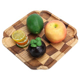 Wooden Pan Tea Tray Dish Bowl Fruit Salad Bread Serving Plate Kitchen Tableware25x25cm