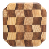 Wooden Pan Tea Tray Dish Bowl Fruit Salad Bread Serving Plate Kitchen Tableware25x25cm - Extra Image