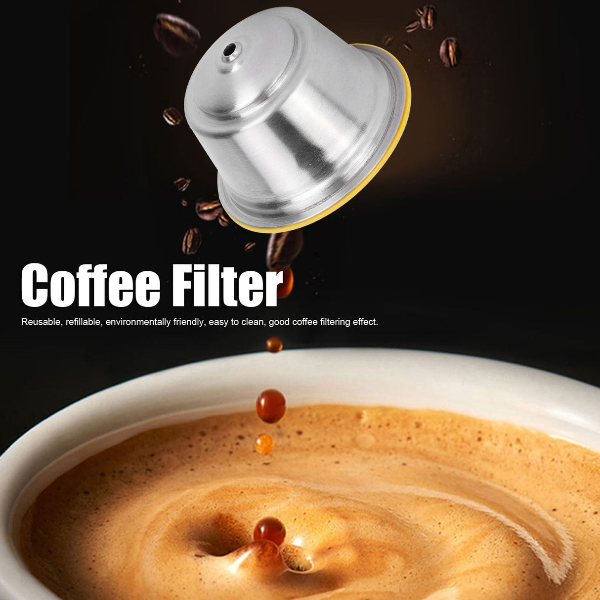 Coffee Capsule Stainless Steel Reusable Refillable Filter Cup for Dolce Gusto Coffee MakerYellow
