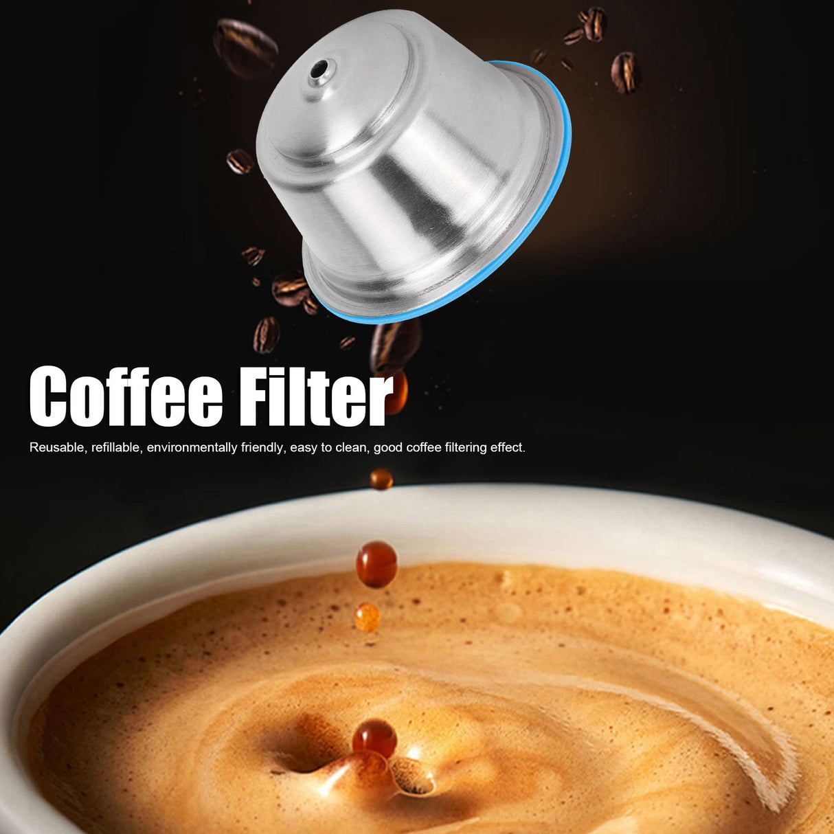 Coffee Capsule Stainless Steel Reusable Refillable Filter Cup for Dolce Gusto Coffee MakerBlue