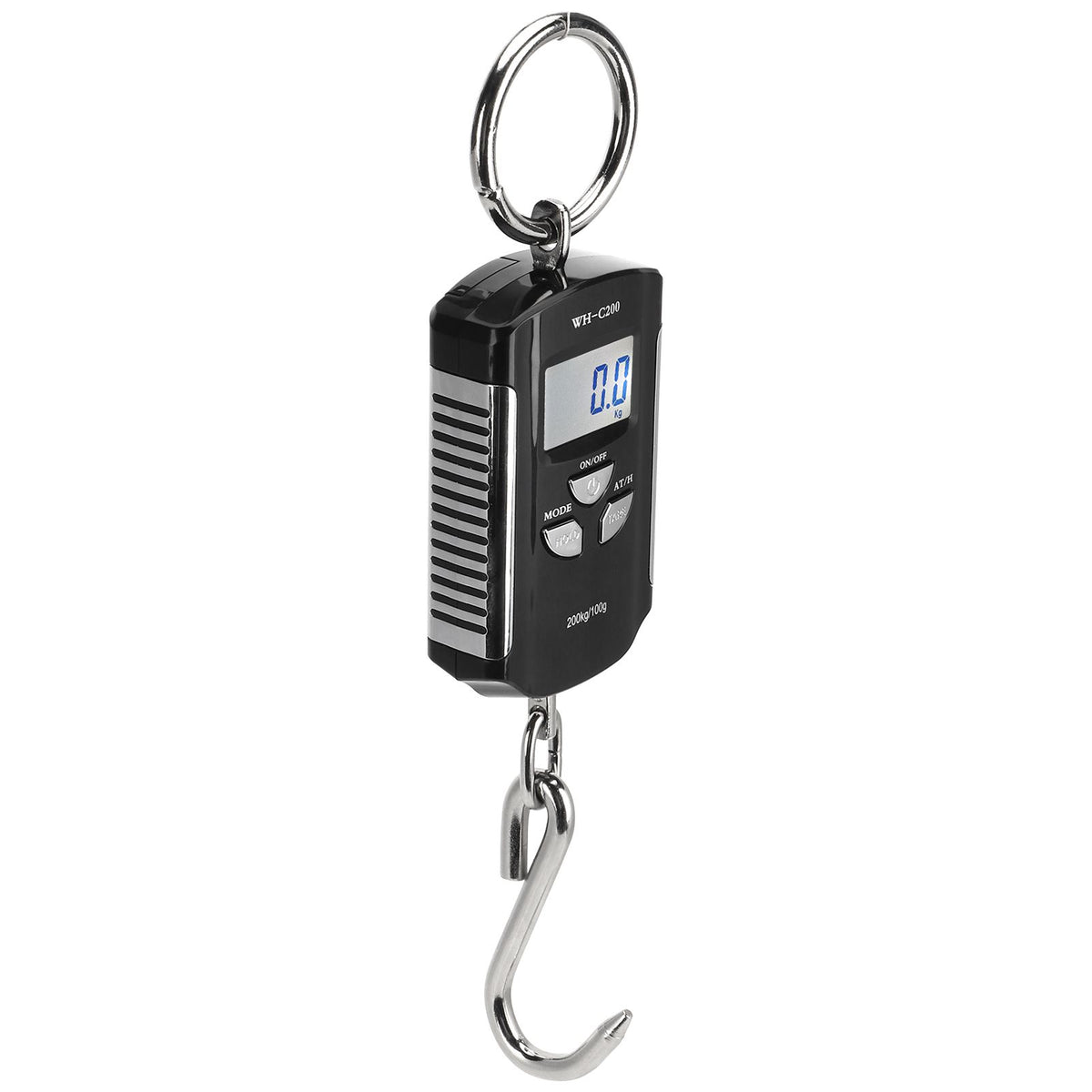Portable Electronic Hanging Scale Digital LCD Backlit Display kg/lb/JIN 200KG W/HookSilver Frame