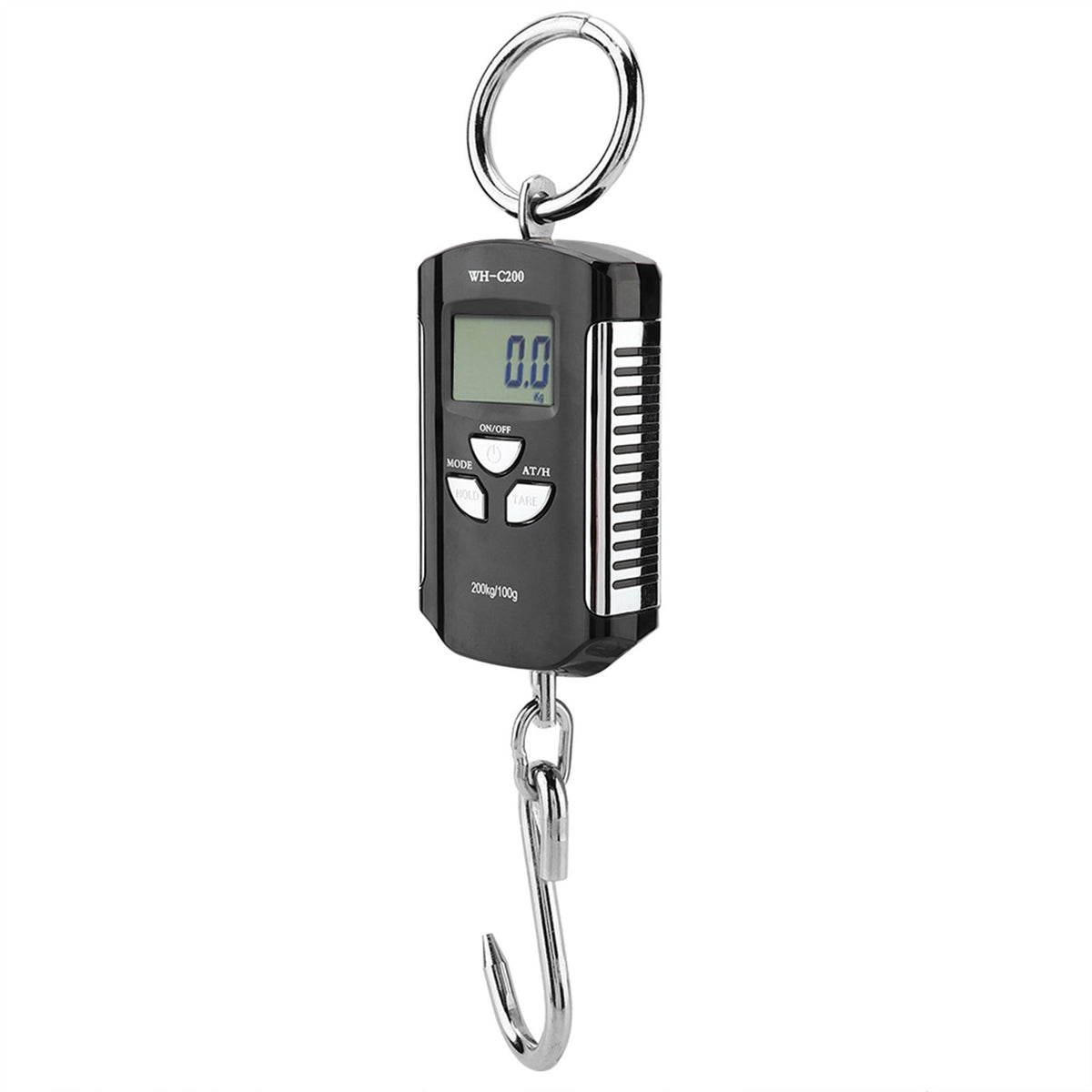 Portable Electronic Hanging Scale Digital LCD Backlit Display kg/lb/JIN 200KG W/HookSilver Frame