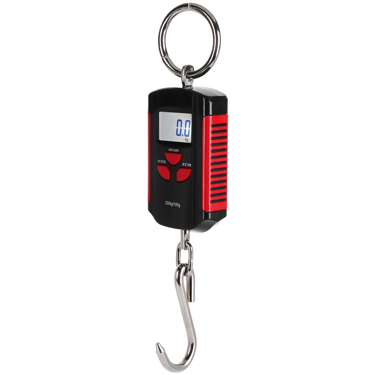 Portable Electronic Hanging Scale Digital LCD Backlit Display kg/lb/JIN 200KG W/HookRed Frame