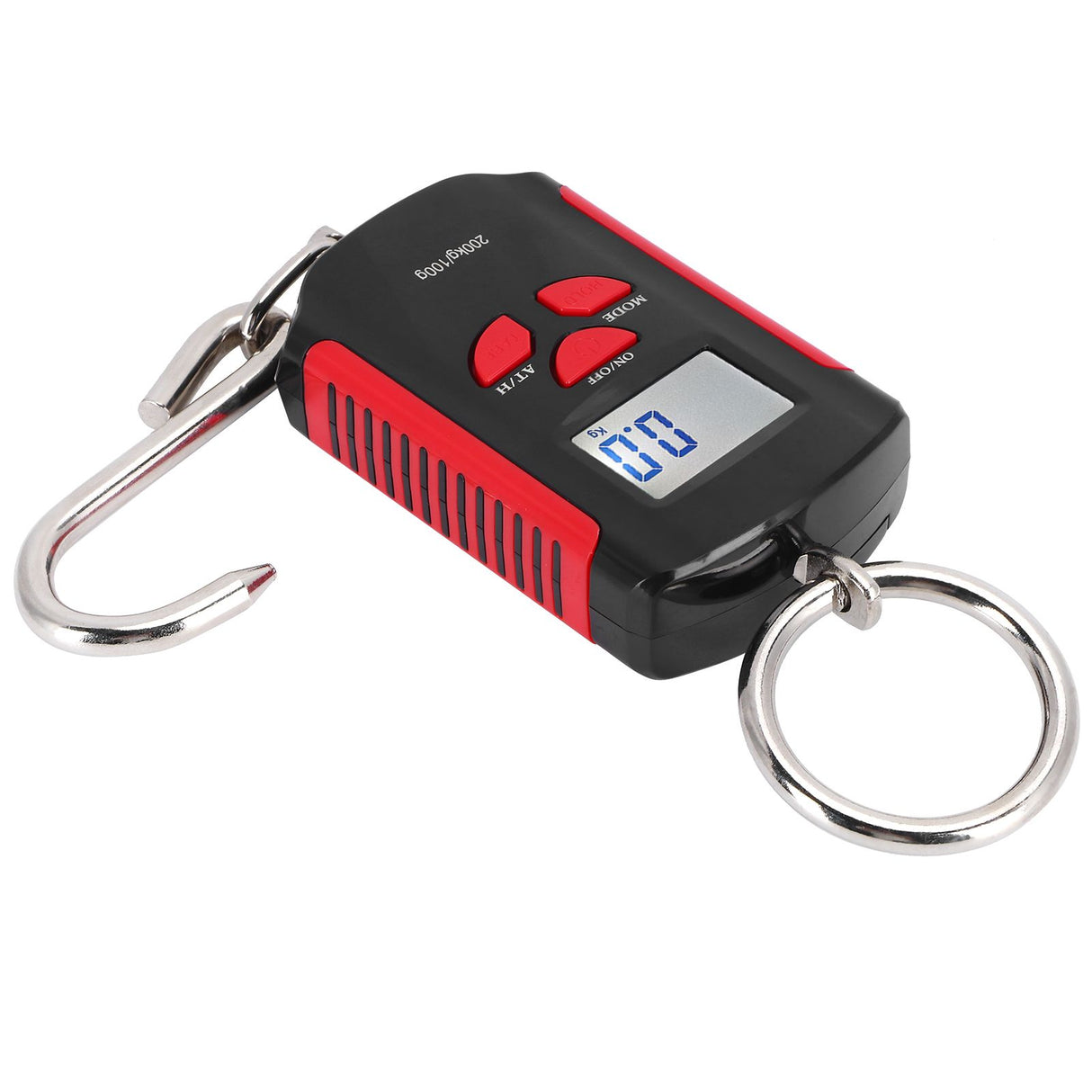 Portable Electronic Hanging Scale Digital LCD Backlit Display kg/lb/JIN 200KG W/HookRed Frame