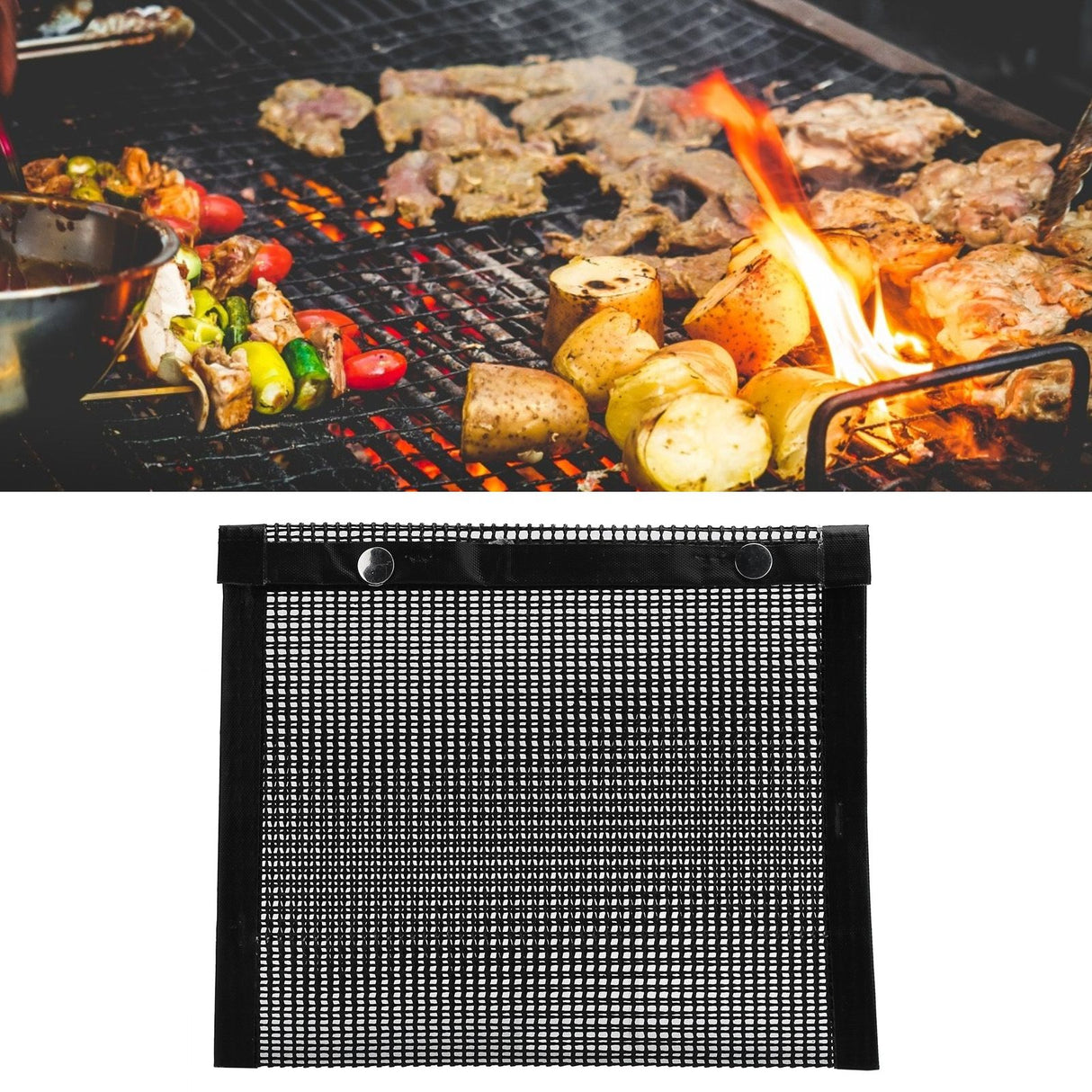 BBQ Grill Mesh Bag Non Stick High Temperature Resistance Grilling PTFE Bag for Outdoor Picnic