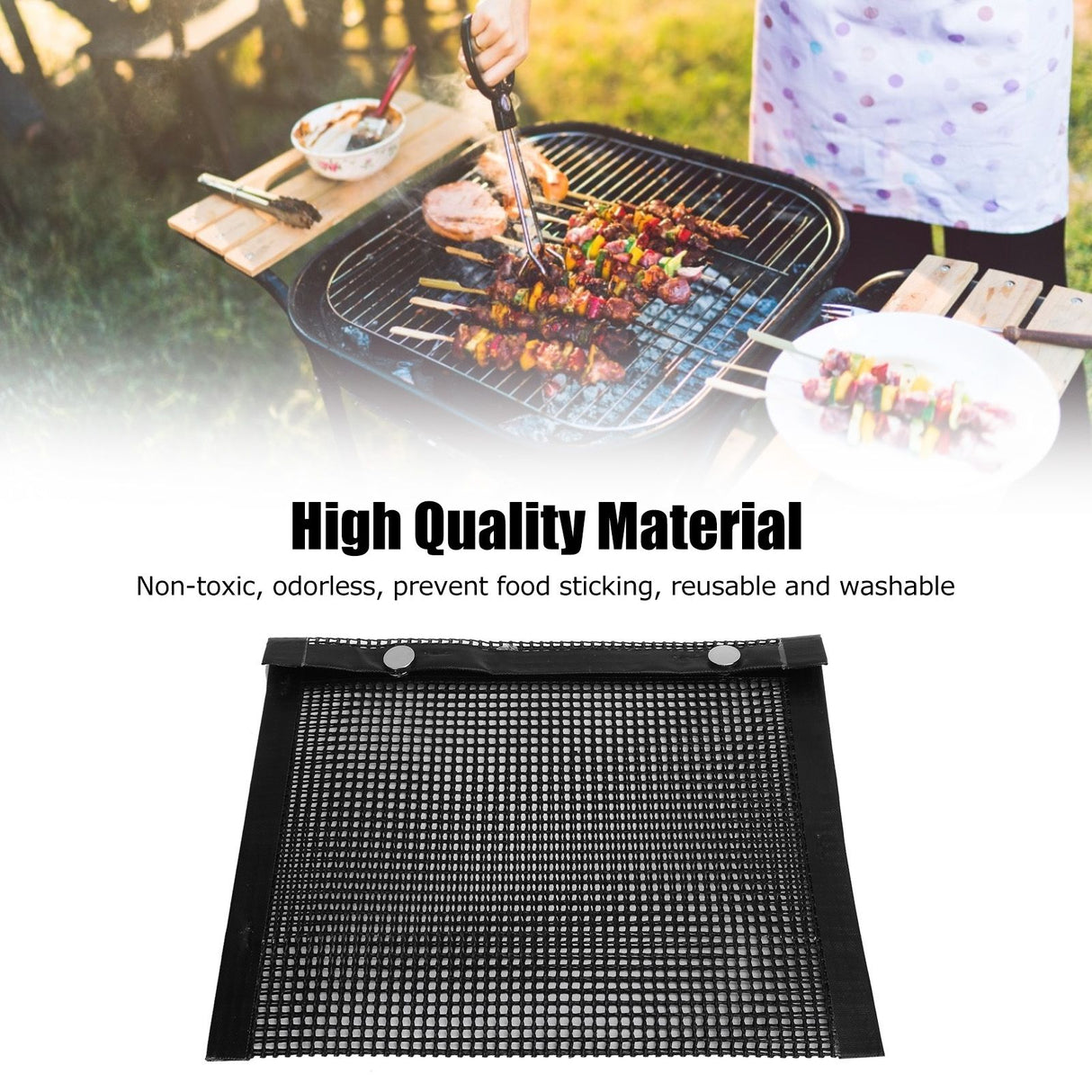 BBQ Grill Mesh Bag Non Stick High Temperature Resistance Grilling PTFE Bag for Outdoor Picnic