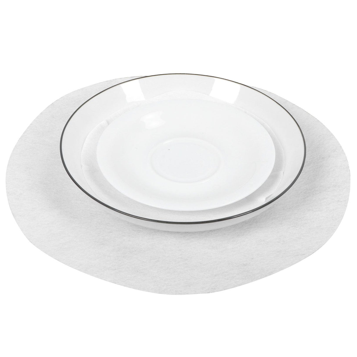 Felt Dish Protection Pad AntiFriction Storage Separator Insulation Mat Food Plate Porcelain Divider(White 48PCS)