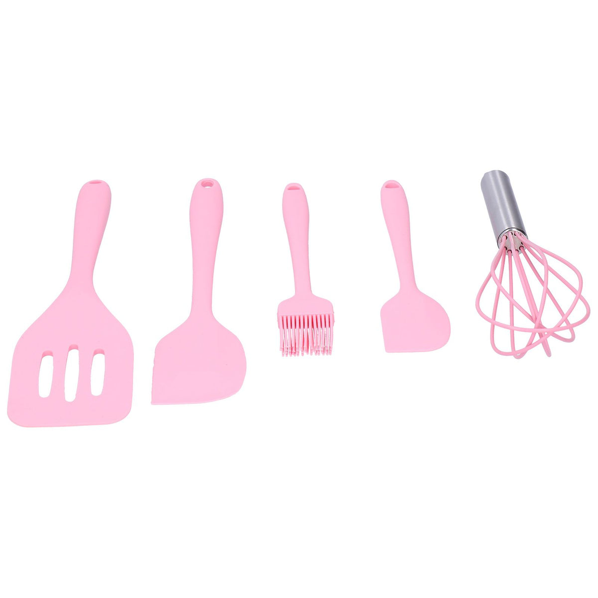 Cooking Spatula Set Silicone Baking Scraper Heat Resistant Egg Beater Kitchen Utensil(Pink )