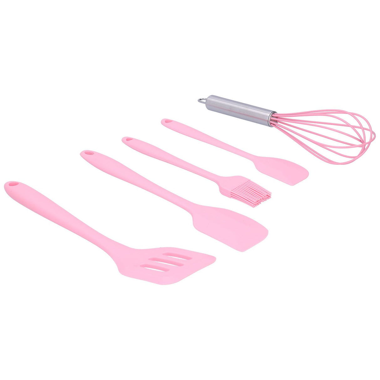 Cooking Spatula Set Silicone Baking Scraper Heat Resistant Egg Beater Kitchen Utensil(Pink )