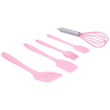Cooking Spatula Set Silicone Baking Scraper Heat Resistant Egg Beater Kitchen Utensil(Pink )