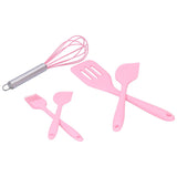Cooking Spatula Set Silicone Baking Scraper Heat Resistant Egg Beater Kitchen Utensil(Pink )