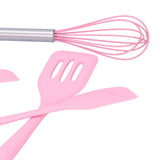 Cooking Spatula Set Silicone Baking Scraper Heat Resistant Egg Beater Kitchen Utensil(Pink )