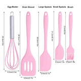 Cooking Spatula Set Silicone Baking Scraper Heat Resistant Egg Beater Kitchen Utensil(Pink ) - Extra Image