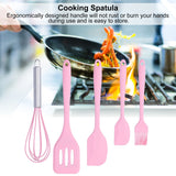 Cooking Spatula Set Silicone Baking Scraper Heat Resistant Egg Beater Kitchen Utensil(Pink )