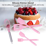 Cooking Spatula Set Silicone Baking Scraper Heat Resistant Egg Beater Kitchen Utensil(Pink )