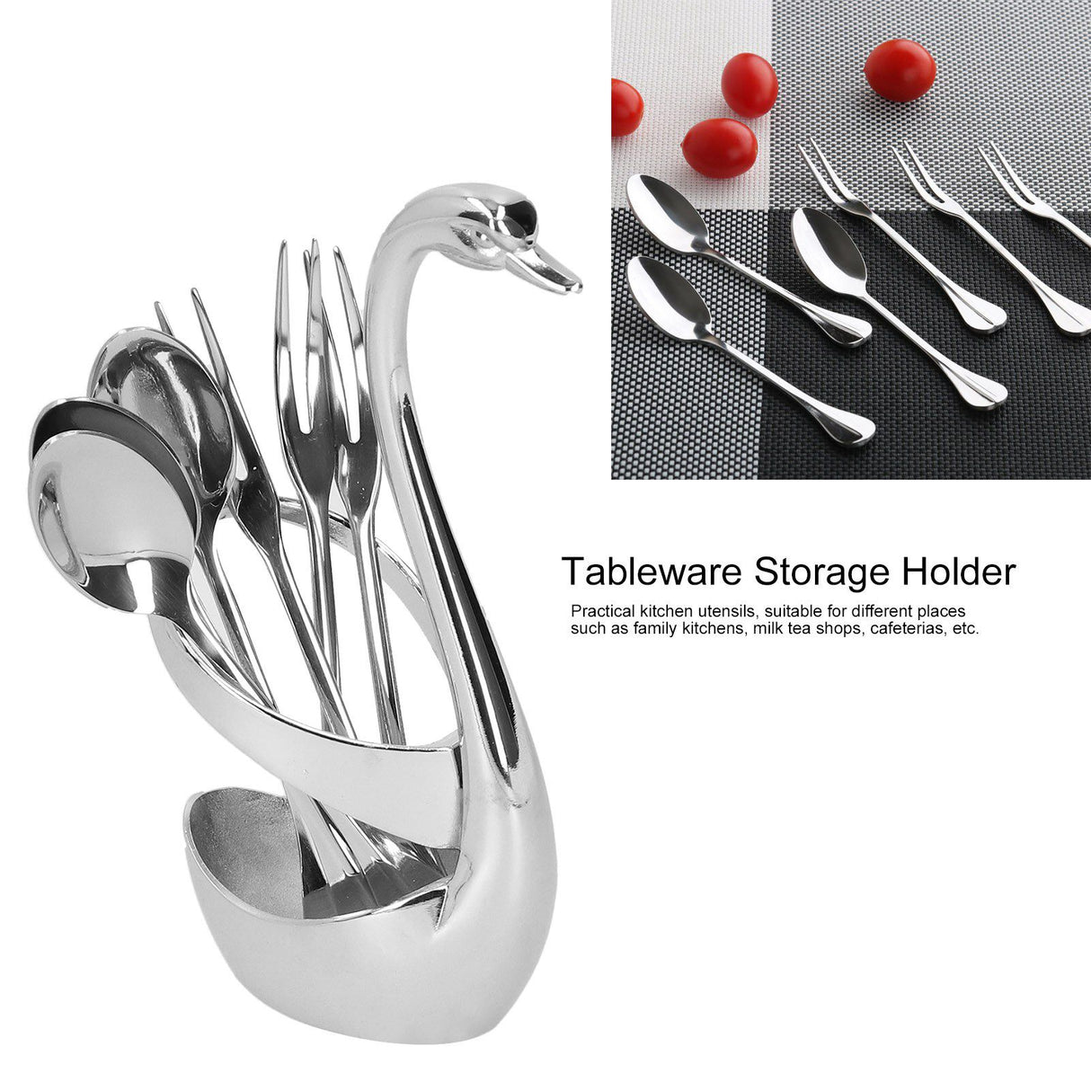 Stylish Tableware Storage Holder Rack Stainless Steel Fork Spoon Kitchen Tableware Set