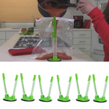 6Pcs Food Storage Bag Holder Stand HandsFree Bag Racks Home Kitchen Accessory Green