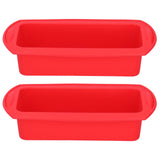 2Pcs Rectangle Silicone Cake Pan Bread Mold Baking Tool 2lb Cake Moulds Accessory Red - Front View