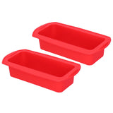 2Pcs Rectangle Silicone Cake Pan Bread Mold Baking Tool 2lb Cake Moulds Accessory Red - Top-Down View