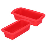 2Pcs Rectangle Silicone Cake Pan Bread Mold Baking Tool 2lb Cake Moulds Accessory Red - Close-Up Angle