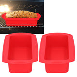 2Pcs Rectangle Silicone Cake Pan Bread Mold Baking Tool 2lb Cake Moulds Accessory Red